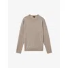 Reiss Mens Wheat Melange Wessex Crewneck Merino-wool Jumper
