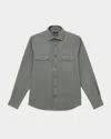 Reiss Sage Stretch-cotton Twill Twin-pocket Overshirt In Sage