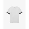 Reiss White Dune Mercerised Cotton Striped T-shirt In White