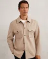 Reiss Liam Long Sleeve Button Front Overshirt In Neutral