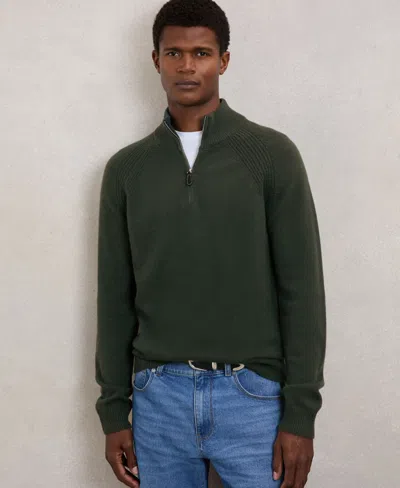 Reiss Forest Green Wool And Cashmere Half-zip Jumper