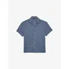 Reiss Mens Airforce Blue Ando Cuban-collar Jacquard Stretch-woven Shirt Xs