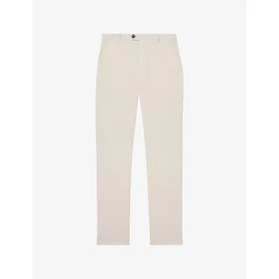 Reiss Mens Dobby Slim-fit Straight-leg Cotton Trousers Airforce Blue In Neutral