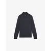 Reiss Mens Airforce Blue Findlay Half-zip Merino-wool Jumper In Gray