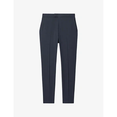 Reiss Mens Airforce Blue Found Pressed-crease Straight-leg Stretch-woven Trousers