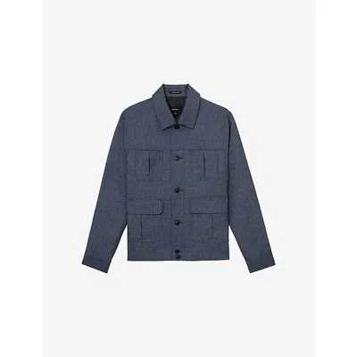 Reiss Mens Airforce Blue Lagos Patch-pocket Stretch-woven Jacket Xl