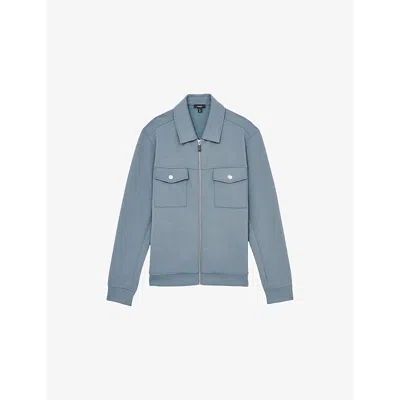 REISS MENS AIRFORCE BLUE MEDINA ZIP-UP JERSEY OVERSHIRT XXL