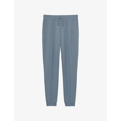 Reiss Mens Premier Drawstring-waist Straight-leg Stretch-jersey Jogging Bottoms Airforce Blue
