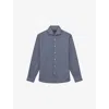 Reiss Mens Airforce Blue Ruban Slim-fit Long-sleeve Linen Shirt In Animal Print