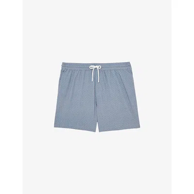Reiss Mens Airforce Blue Tito Geo-pattern Swim Shorts