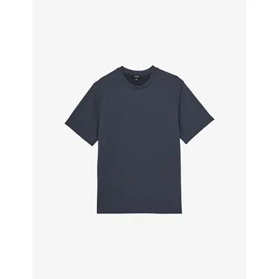 Reiss Mens Airforce Blue Wick Crewneck Short-sleeve Stretch-woven T-shirt