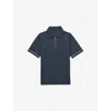 Reiss Mens Airforce Blue Zain Short-sleeved Stretch-woven Polo Shirt Xxl