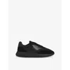 Reiss Mens All Black Emmett Low-top Leather-suede Trainers Eur 43 / 9 Uk In Black