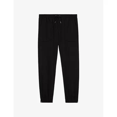 Reiss Mens Black Ascend Drawstring-waist Stretch-woven Trousers