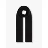 Reiss Mens Black Chesterfield Ribbed Merino-wool Scarf