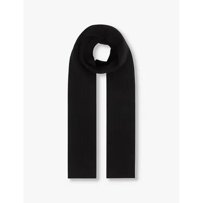 Reiss Mens Black Chesterfield Ribbed Merino-wool Scarf In Black