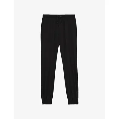 Reiss Mens Black Climb Drawstring-waist Tapered-leg Stretch-woven Trousers