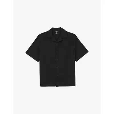 Reiss Mens Black Eclipse Crinkled Woven Shirt