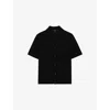Reiss Mens Fallon V-neck Knitted Shirt Black In Black