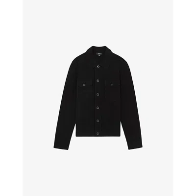 Reiss Mens Flinch Button-down Regular-fit Knitted Jacket Black