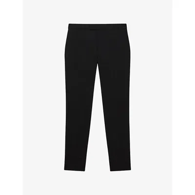 Reiss Mens Black Found Slim-fit Drawstring Woven Trousers In Blue