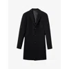 Reiss Mens Black Gable Single-breasted Wool-blend Overcoat