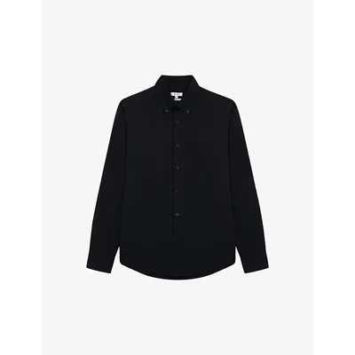 Reiss Mens Black Greenwich Slim-fit Long-sleeve Cotton Shirt