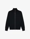 Reiss Mens Black Hampshire Funnel-neck Zip-through Merino-wool Cardigan