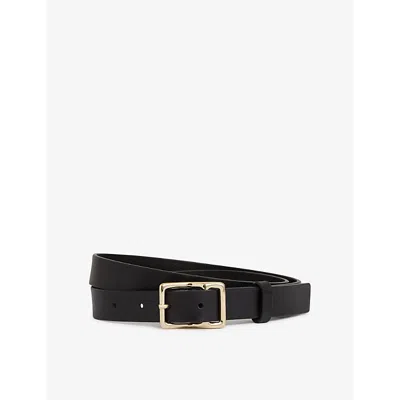 Reiss Mens  Mateo Angled-buckle Leather Belt In Black