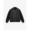 Reiss Mens Black Pearman Wool-sleeve Leather Bomber Jacket In Black