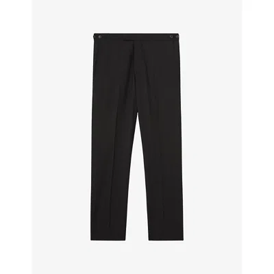 REISS MENS BLACK PROMISE SLIM-FIT WOOL-BLEND TROUSERS