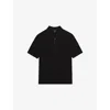 Reiss Mens Black Regis Half-zip Short-sleeve Stretch-woven Polo Xs In Blue