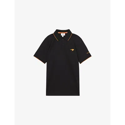 Reiss Mens Black  X Mclaren Crypto Logo-embroidered Cotton Polo Shirt