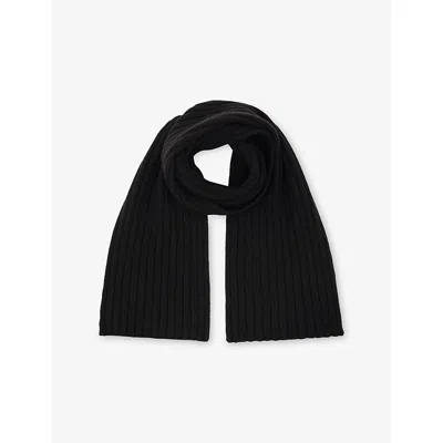 Reiss Mens  Ribbed Knitted Scarf In Black