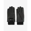 Reiss Mens Black Sanford Ribbed-cuff Leather Gloves