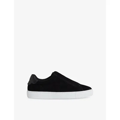 Reiss Mens Black Slip-on Suede Low-top Leather Trainers Eur 44 / 10 Uk