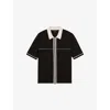Reiss Mens Black Stone Baxter Zip-up Stretch-knit Shirt In Black