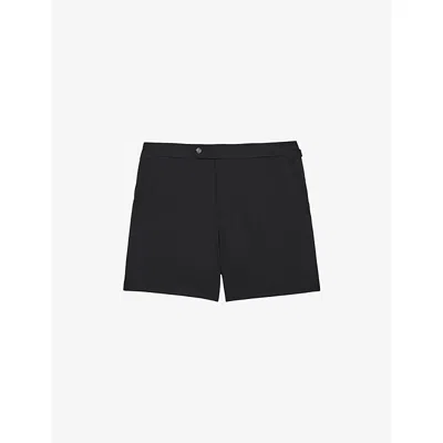 Reiss Sun Plain Side Adjusted Short In Black