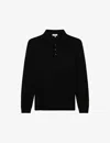 Reiss Womens Black Trafford Polo-collar Slim-fit Merino-wool Jumper In Black