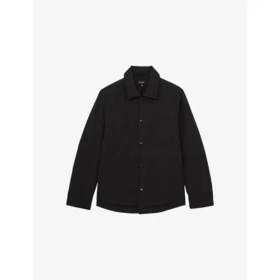Reiss Mens Black Vasey Quilted Shell Overshirt In Blue