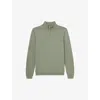 Reiss Mens Blackhall Half-zip Funnel-neck Wool Knitted Jumper Herb Green
