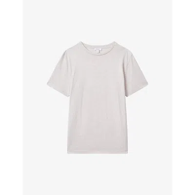 Reiss Mens Wheat Melange Bless Marl-pattern Cotton-blend T-shirt
