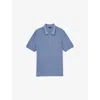 Reiss Mens Blue Regis Half-zip Short-sleeve Stretch-woven Polo