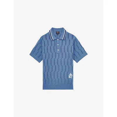 Reiss Mens Blue  X Ché Oasis Cotton-knit Polo Shirt