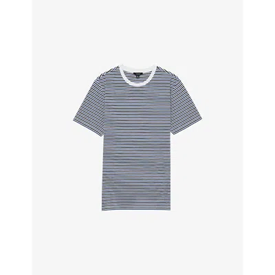 Reiss Mens Bay Striped Cotton-jersey T-shirt Blue White