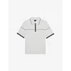 Reiss Mens White Green Bradford Contrast-seam Half-zip Stretch-knit Polo Xs In Black