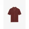 Reiss Mens Brick Red Royce Pointelle Short-sleeve Cotton Shirt