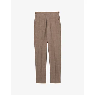 Reiss Mens Belmont Slim-fit Tapered-leg Stretch-woven Trousers Brown
