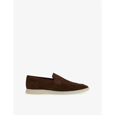 Reiss Mens Brown Kason Suede Loafers Eur 42 / 8 Uk