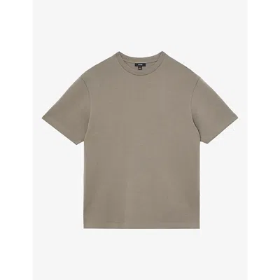 Reiss Mens Cade Oversized Cotton-blend T-shirt Mushroom Brown
